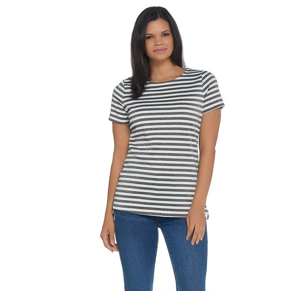 BROOKE SHIELDS Striped Short Sleeve Top - Picture 8 of 8